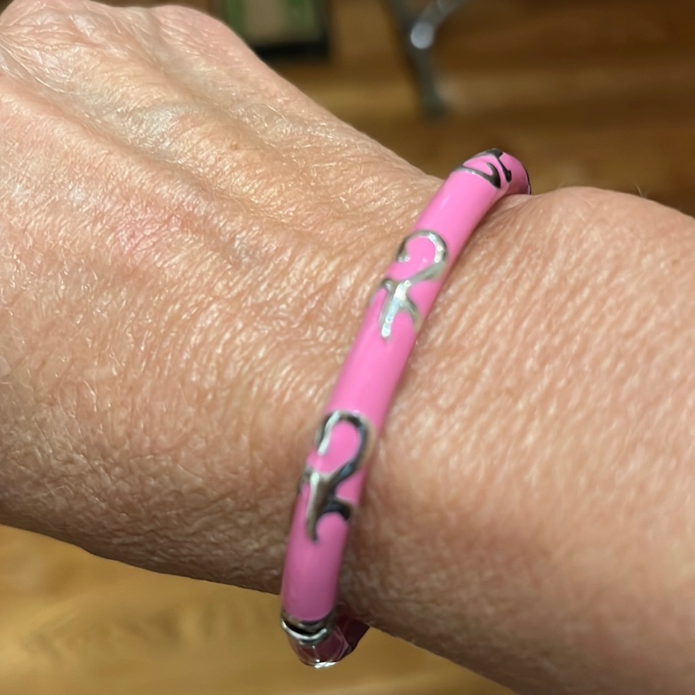 Pink Enamel Hinged Bracelet